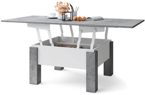 Mazzoni OSLO beton / fehér matt, kinyitható dohányzóasztal állítható magasságú asztallappal