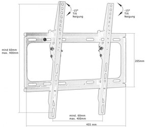 MOUNTY Fali konzol  LCD TV-re  65"-ig