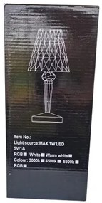 Olasz stílusú áttetsző akril kristály LED asztali lámpa 5V/1W/USB