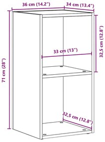 fekete tölgy szerelt fa LP tárolódoboz 71x34x36 cm