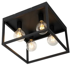 Ipari mennyezeti lámpa fekete 40 cm 4-lámpás - Cage