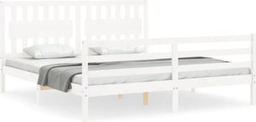 vidaXL fehér tömör fa ágykeret fejtámlával Super King Size