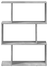 3 szintes betonszürke fa térelválasztó könyvespolc 70x24x97 cm