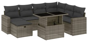 vidaXL 8 részes szürke polyrattan kerti ülőgarnitúra párnákkal