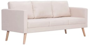 vidaXL 3-személyes krémszínű szövetkanapé