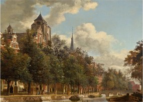 Kép - Jan van der Heyden, View Down a Dutch Canal, reprodukciók (70x50 cm)