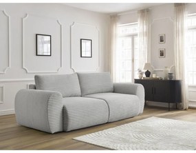 Világosszürke kordbársony kinyitható kanapé 257 cm Lucien – Bobochic Paris