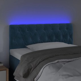 sötétkék bársony LED-es fejtámla 100 x 7 x 78/88 cm