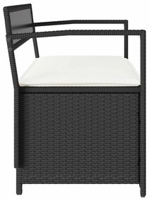 fekete polyrattan kerti tároló pad párnával