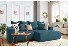 Kék bársony sarokkanapé Enjoy – Bobochic Paris