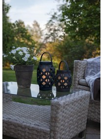 Flame Lantern fekete lámpás, magasság 16 cm - Star Trading