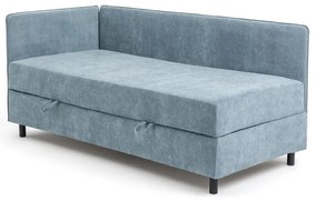 Kék kárpitozott ágyneműtartós egyszemélyes ágy matraccal 90x200 cm Avela – Bonami Selection