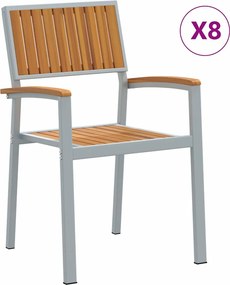vidaXL Összecsukható Szék 8 pcs Barna 56 x 57 x 87 cm Tömör Akácfa