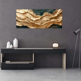 Kép - Zöld absztrakció arannyal II. (120x50 cm)