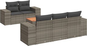 vidaXL 6 részes szürke polyrattan kerti ülőgarnitúra párnákkal