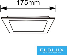 UNIVERSO Négyzet alakú süllyesztett LED panel 12w 1200lm CCT/kap. 120° IP20 Fehér 175x175mm kivágás:155x155mm 3év