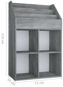betonszürke szerelt fa gyerek újságtartó 71 x 30 x 114 cm
