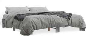 vidaXL szürke sonoma szerelt fa és fém ágykeret 200 x 200 cm