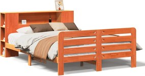 vidaXL viaszbarna tömör fenyőfa ágy matrac nélkül 135 x 190 cm