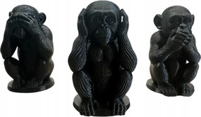 Három Okos Majom 3D Figurák Dekoratív Díszes Ajándék Pla Fekete