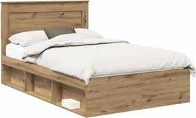 vidaXL Ágykeret fejtámlával Művészi tölgy 120 x 190 cm Tömör fenyőfa