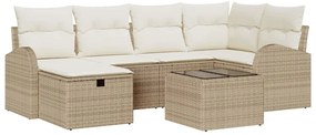 vidaXL Kerti Kanapé Szett párnával tárolóval 7 pcs Bézs Poli rattan