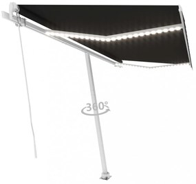 antracitszürke kézzel kihúzható LED-es napellenző 400 x 350 cm