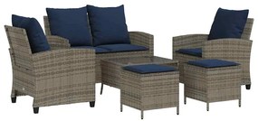 6 részes szürke polyrattan kerti ülőgarnitúra párnákkal