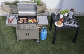 OKLAHOMA BBQ gázgrill, 3 égővel, nyomáscsökkentő szeleppel, ezüst Penta CZ