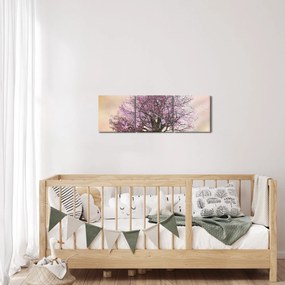 Virágzó fa képe egy domb tetején (órával) (90x30 cm)
