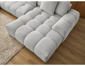 Világosszürke zsenília kinyitható-tárolóhelyes sarokkanapé (bal oldali-U alakú) Everest – Bobochic Paris