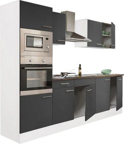 Yorki 270 konyhabútor fehér korpusszal, selyemfényű antracit fronttal