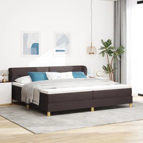 Boxspring Ágy Matrac Sötét Barna 200x200 cm Szövet
