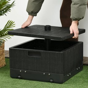 Outsunny Napernyő Állvány Alap Oldaltábla Virágtartó Drainage Kerekekkel és Fogantyúkkal PE és Fém 53L x 53W x 47H cm Fekete | Aosom