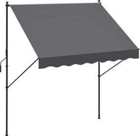 Outsunny Retractable Manual Awning 200x1.75 m Külső Terasz Rolható Napernyő Állítható Magassággal és Kurbeln 210-310 cm Fúrás Nélkül Erkélyre Kertbe S