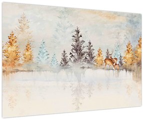 Kép - Akvarell erdő (90x60 cm)