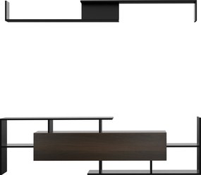 HOMCOM Modern Nappali Bútor Készlet TV Állványok 65"-os vagy 40"-es TV-khez, TV Állvány 153.6x25x42 cm és Fali Polc 150x14.5x16.3 cm Fekete és Barna |