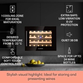 Klarstein Vinsider 24 Onyx Edition, beépített borhűtő, G energiahatékonysági osztály G osztály