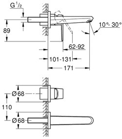 GROHE 19573002 - Kétlyukú mosdócsaptelep EURODISC COSMOPOLITAN 11x17 cm króm