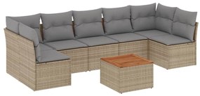 8 részes vegyes bézs polyrattan kerti ülőgarnitúra párnákkal