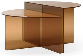 Barna üveg kerek dohányzóasztal szett 2 db-os ø 80 cm Velta – MOME