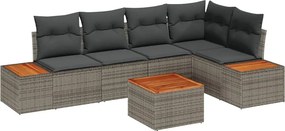 vidaXL Kerti Kanapé Szett párnával 6 pcs Szürke Poli rattan