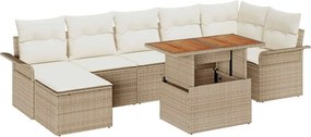 vidaXL Kerti Kanapé Szett párnával 8 pcs Beige és krém polirattan