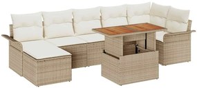 vidaXL Kerti Kanapé Szett párnával 8 pcs Beige és krém polirattan
