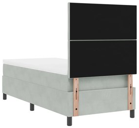 Boxspring Ágy Mattal Világosszürke Egyszemélyes Bársony
