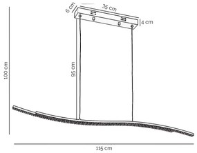 ONLI - LED Csillár zsinóron ONDA LED/30W/230V 4000K fekete