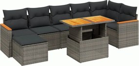 vidaXL 8 részes szürke polyrattan kerti ülőgarnitúra párnákkal