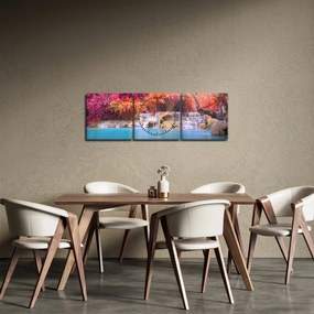 Türkiz lagúna, Laosz, Tat Kuang Si képe (órával) (90x30 cm)