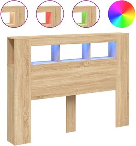 vidaXL sonoma tölgy színű szerelt fa LED-es fejtámla 140x18,5x103,5 cm