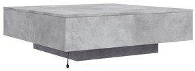 betonszürke dohányzóasztal LED-lámpákkal 100 x 100 x 31 cm